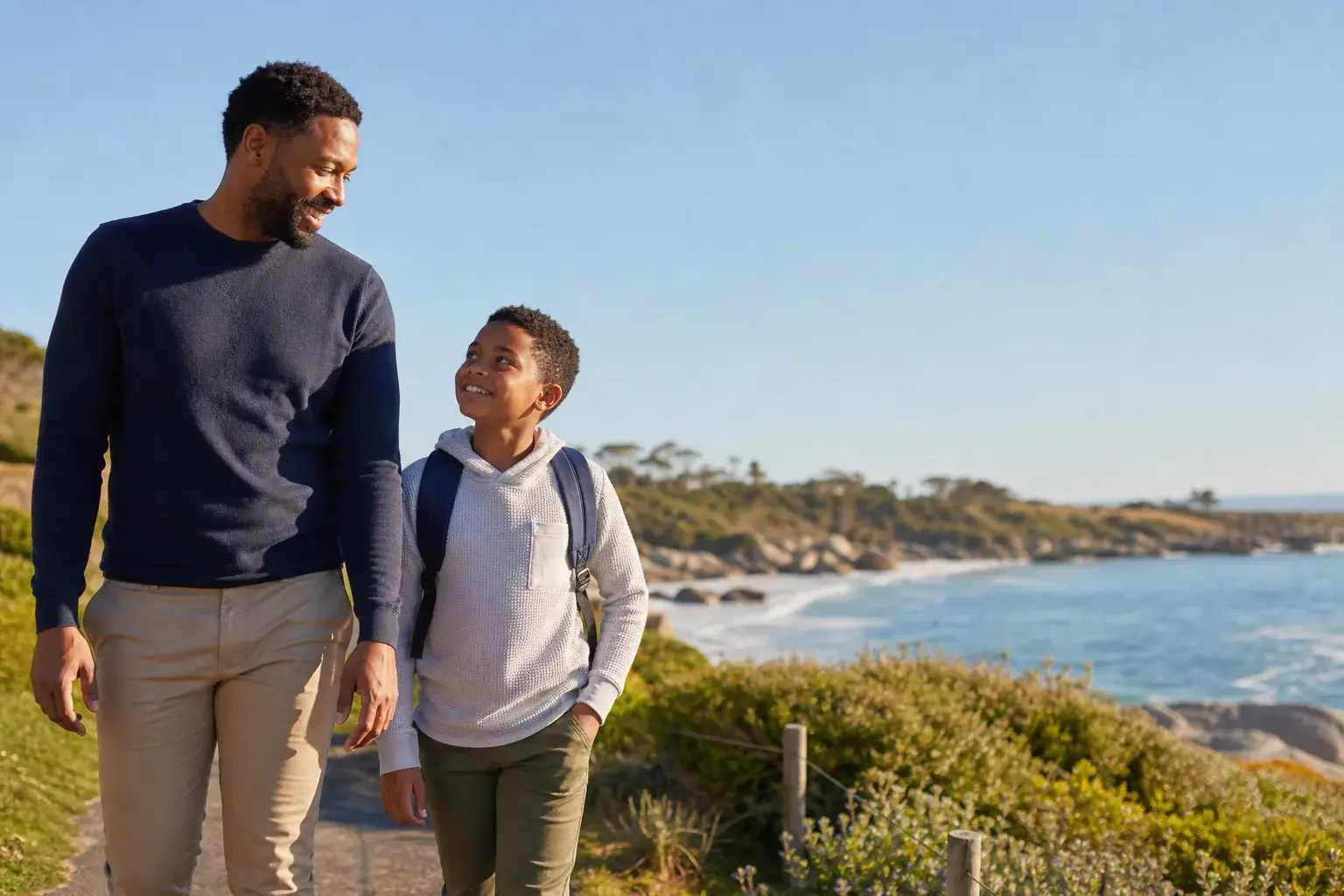 Parent and child spending time outdoors together in daylight